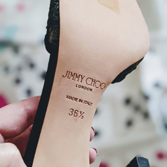 NWT, Jimmy Choo Sacora 85 Black Suede and Lace Peep Toe Ankle Strap Sandals - Picture 9 of 13